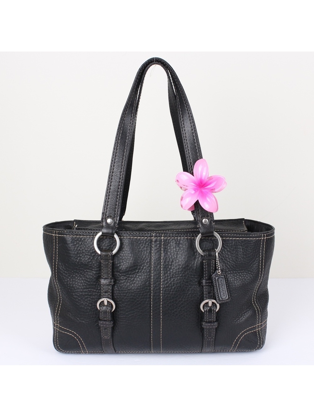 Vintage Coach F12339 Black Pebbled Leather Chelsea Zip Tote Shoulder Bag